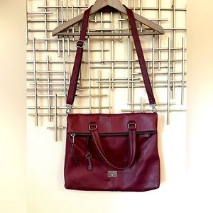 FOSSIL Like-New Dawson Fold-Over Crossbody Leather Tote/Purse
